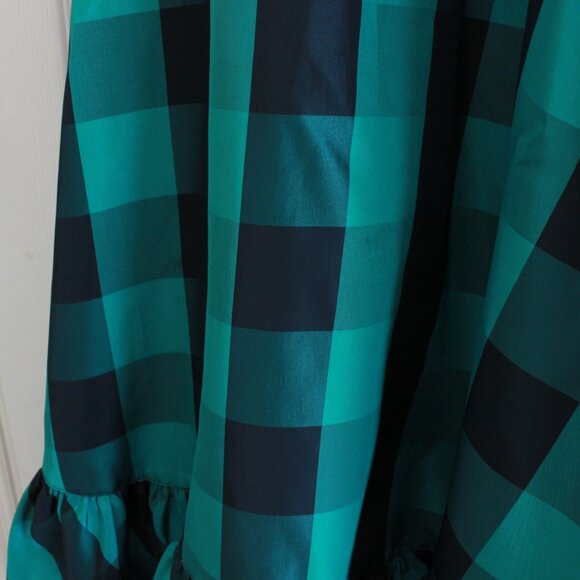 Vintage Coco of California Plaid Check Ruffle Midi Swing Dress Green Black - Picture 6 of 12